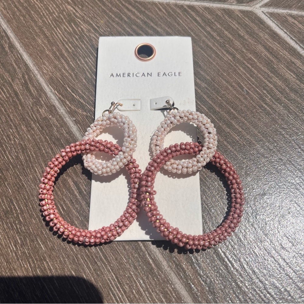Pink and White Double Hoop Earrings